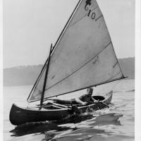 Austin Metze in sailing canoe